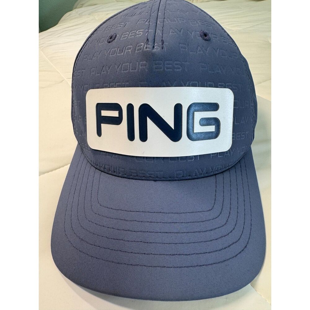 Men's PING Tour Classic Snapback Golf Cap Flexfit 110 Blue White Logo